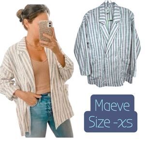Anthropologie Meave Dolman Sleeve Striped Blazer Women's XS Boyfriend Classic
